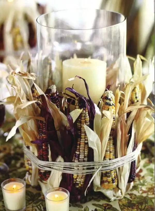 Dried Corn Candle Decor