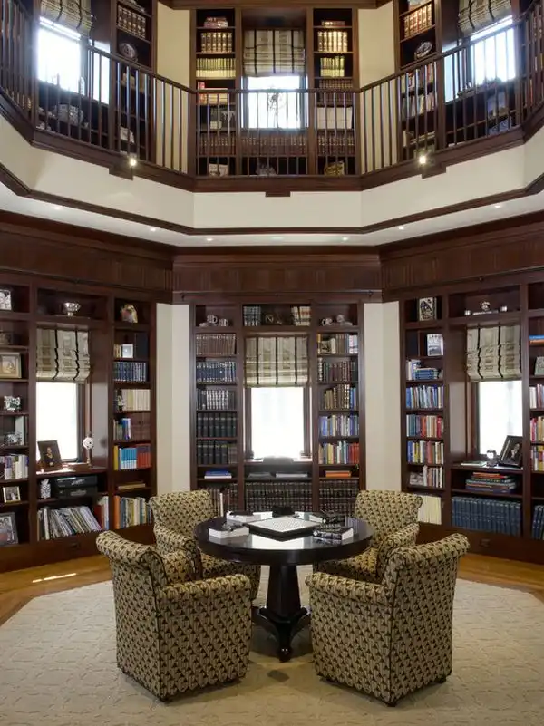 Captivating in home library designs with laminate floor