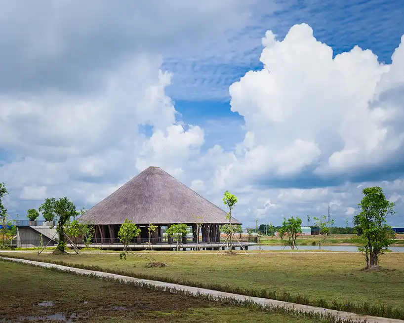 Center using bamboo and thatch view