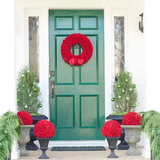 Christmas front door decoration red colors