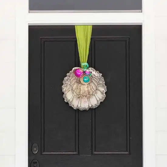 Christmas front door decoration silver dish