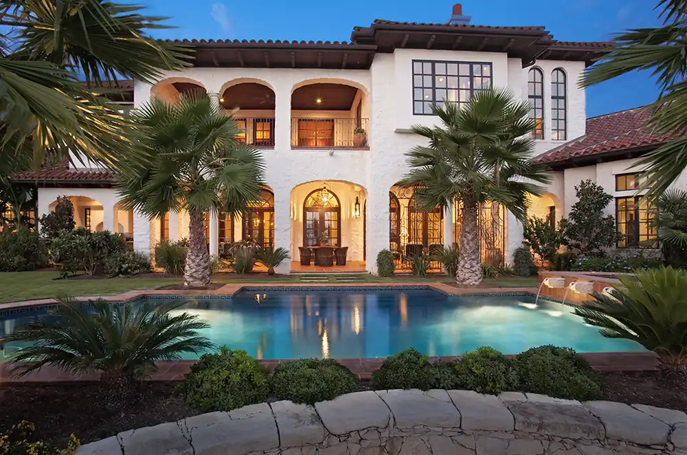 Coastal tropical mansion exterior