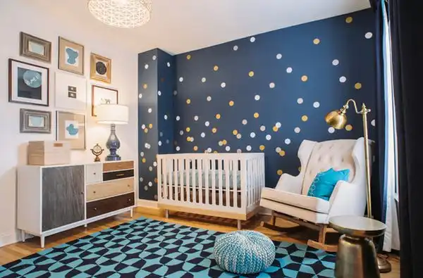 Colorful blue wall dots decor geometric carpet