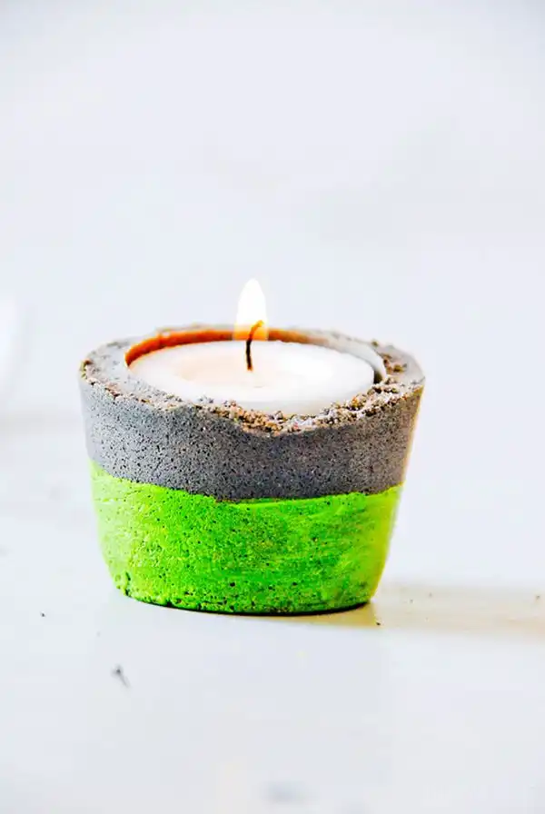 Colorful concrete candle