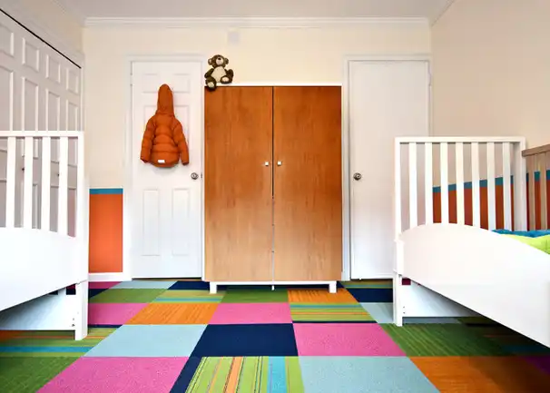 Colorful floor tiles carpet kids room