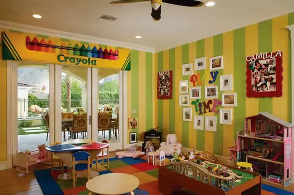 Colorful green yellow playroom