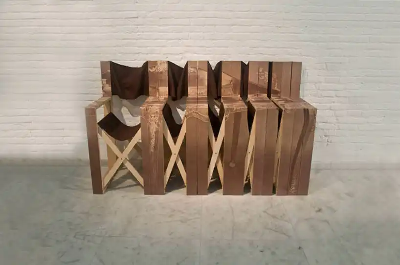 Com oda wood tattoo on folding chairs