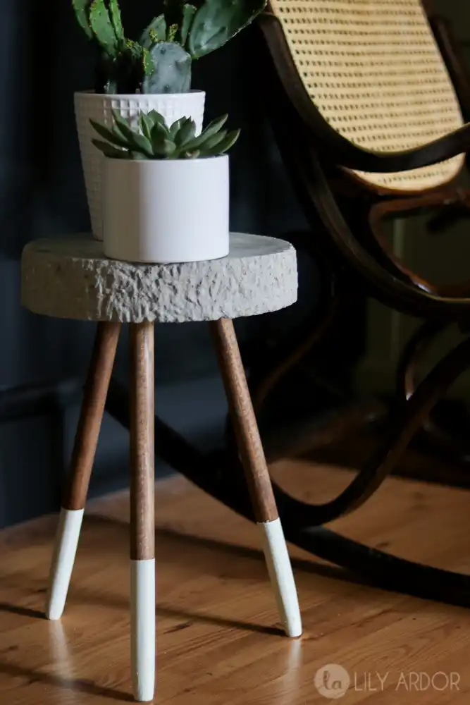 raw edge concrete DIY plant stands