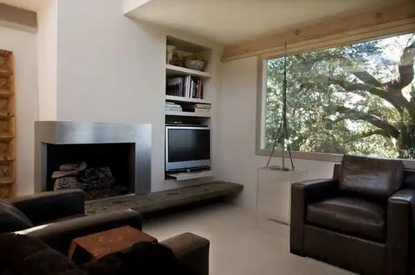 Corner modern fireplace
