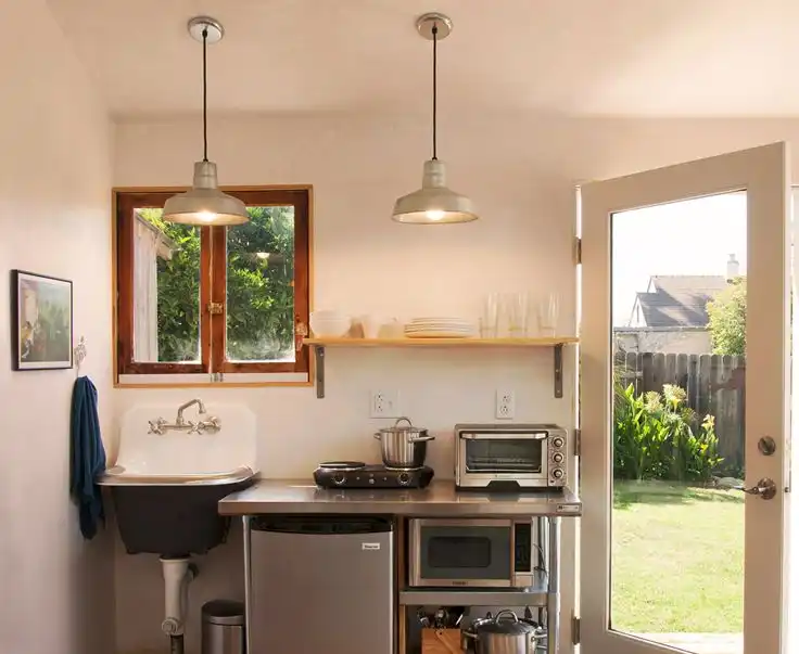 Costal retreat garage conversion kitchen