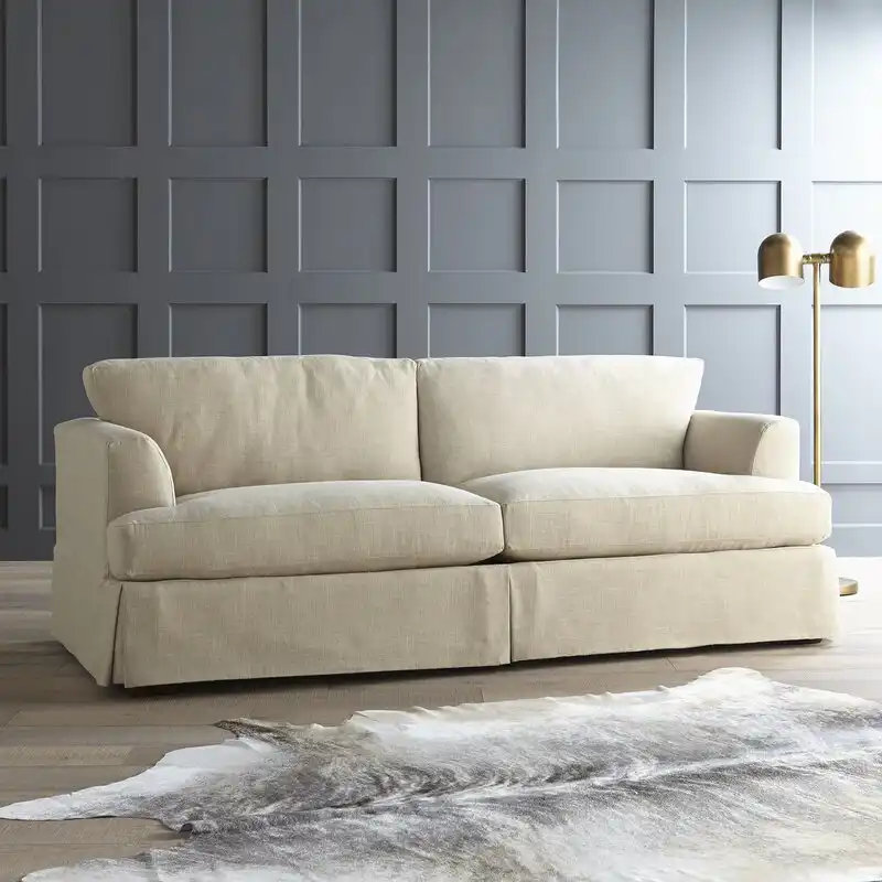 Couch with skirt carly recessed arm