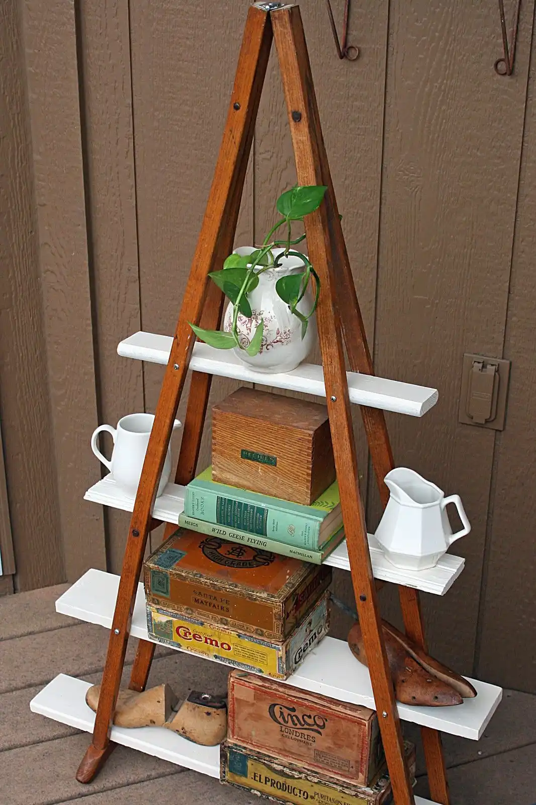 crutches turned into shelves