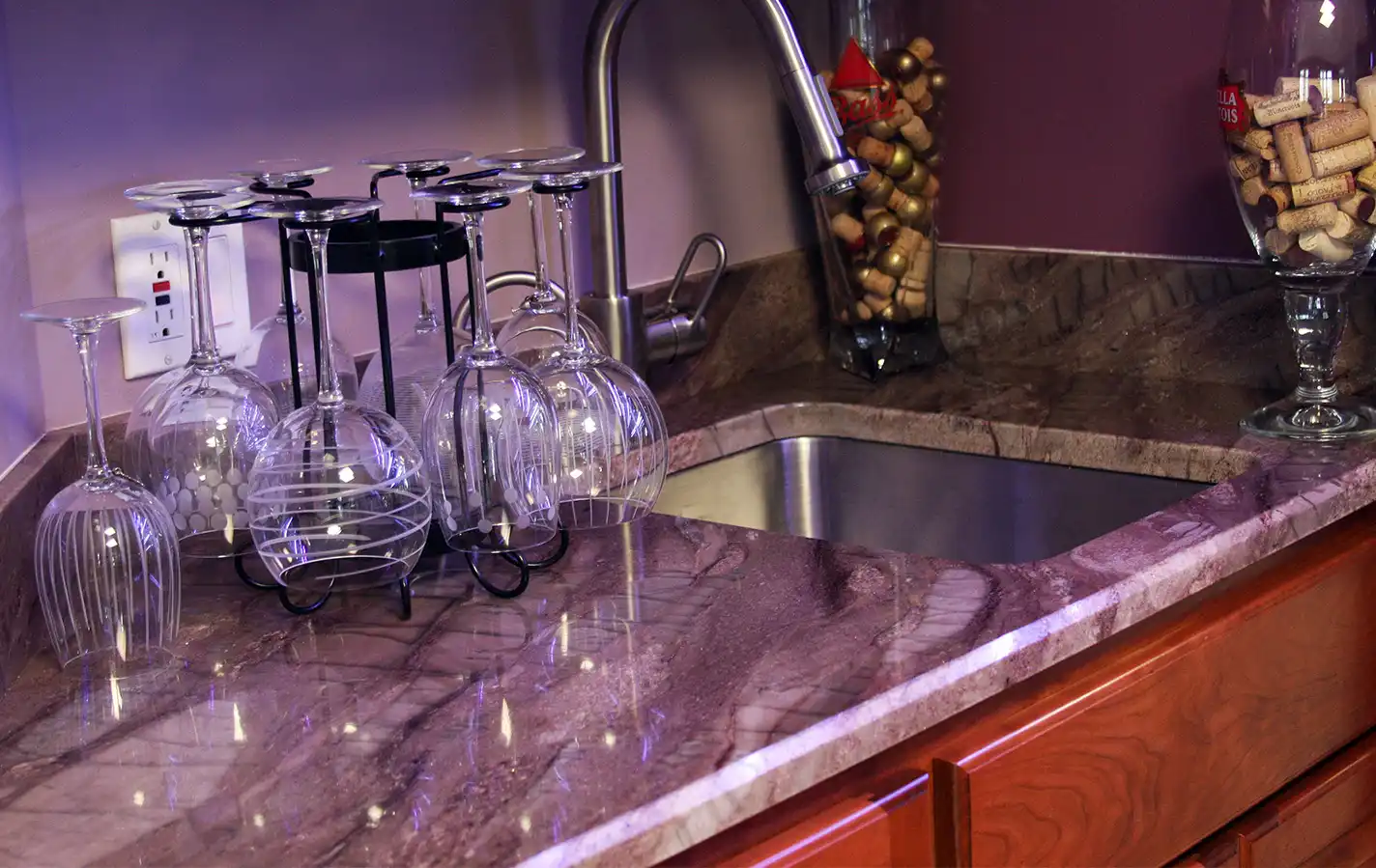 custom purple quartz countertops