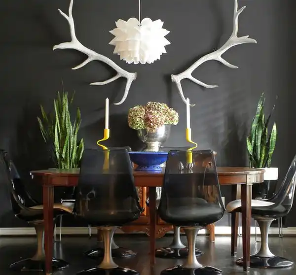 Dark wall decorated with antler