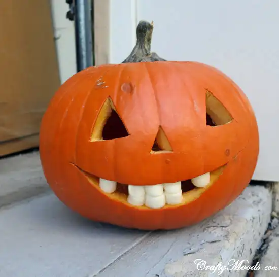 Use Marshmallows to Give Your Pumpkin Teeth