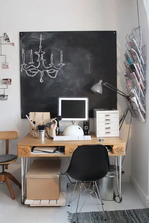 Desk chalkboard wall