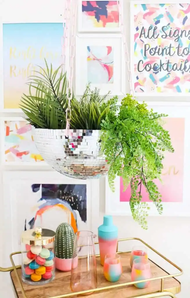 Disco bal planter hanging
