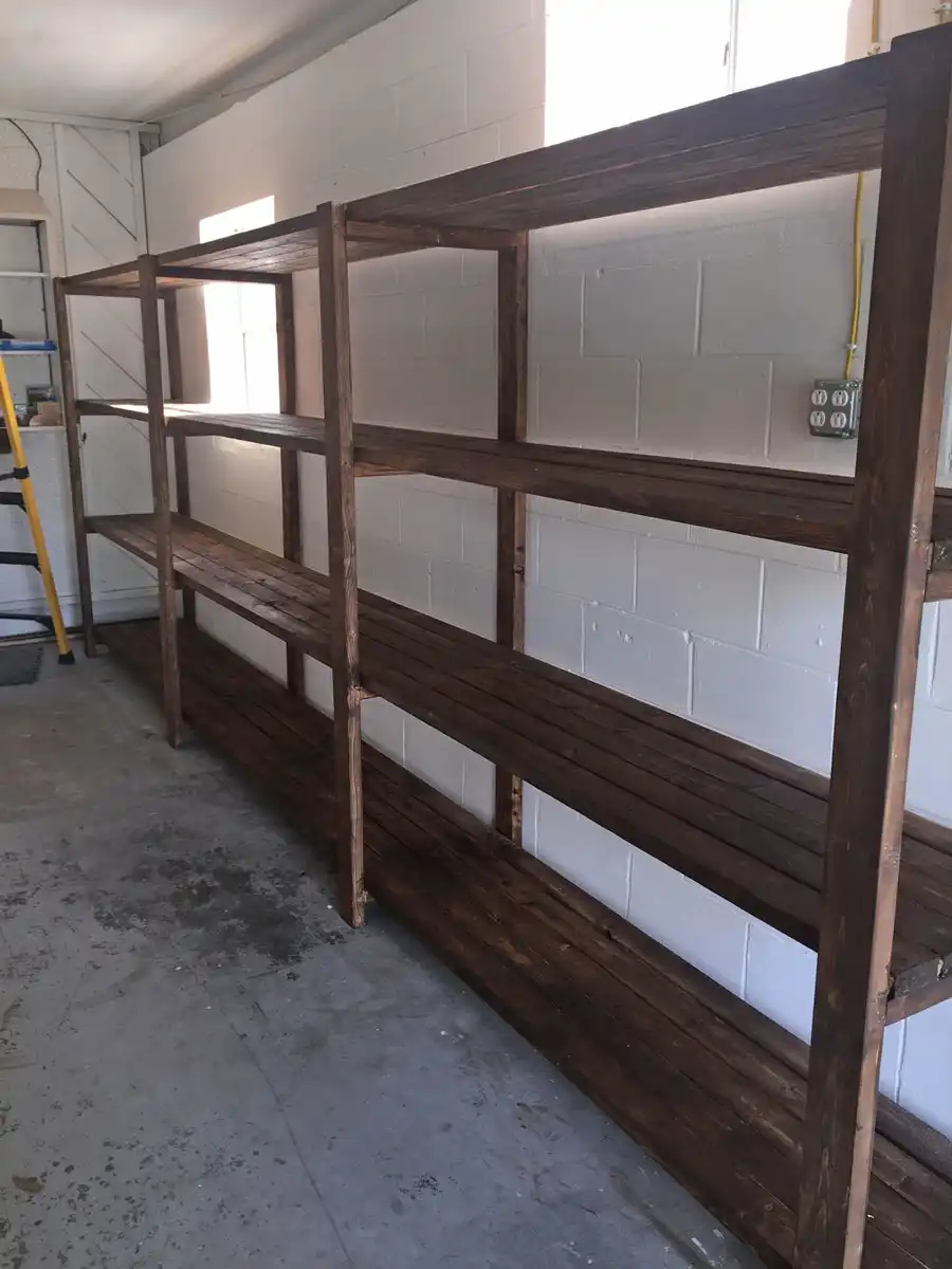 Diy garage shelving stained