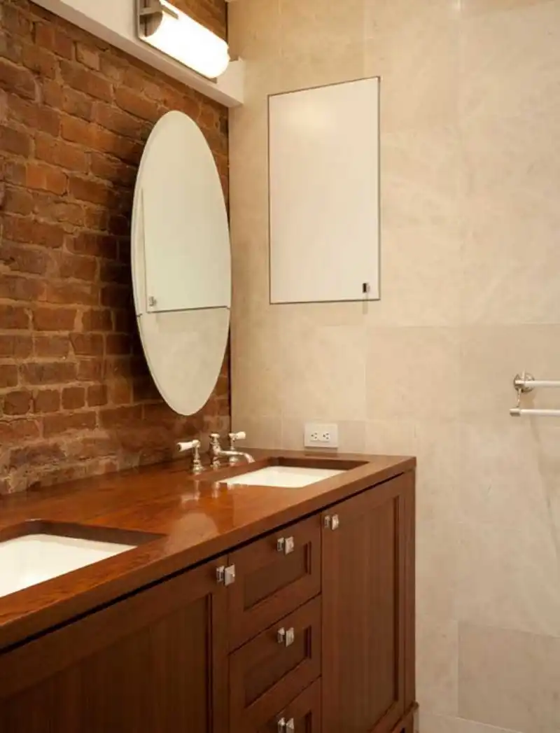 Downstairs brick wall