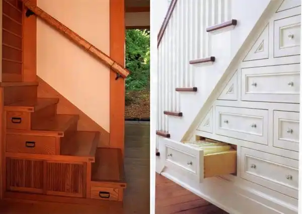 Drawers built under stair storage6