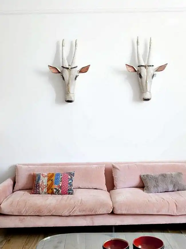 dusty pink couch