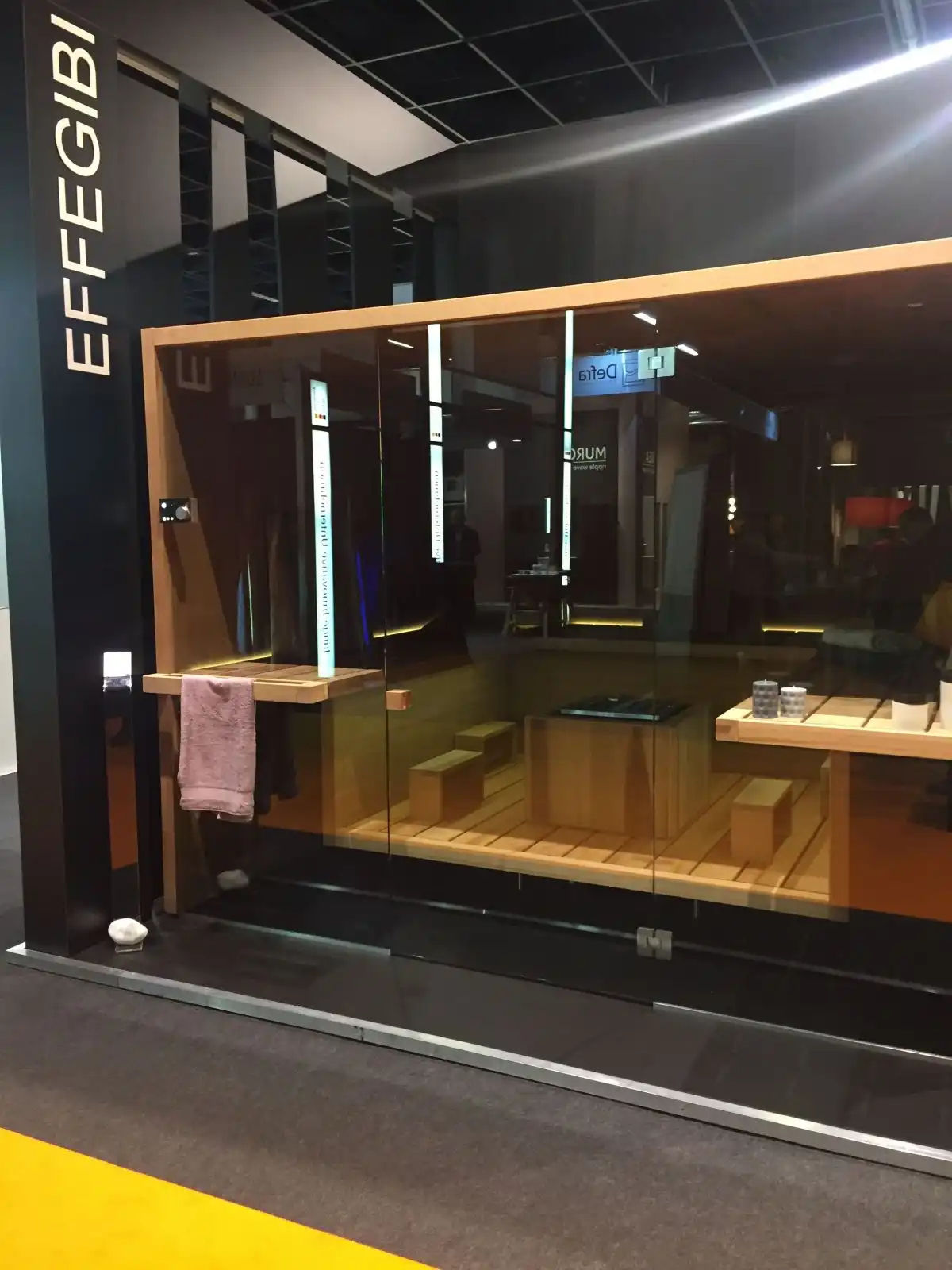 effegibi sauna with glass front