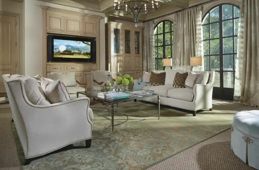 Elegant high end living room with tv 1024x675
