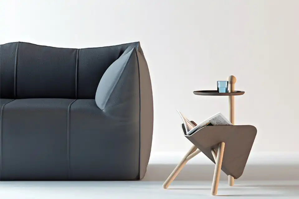 Endtable with magazine rack