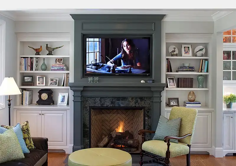 Fireplace Mantel and the TV backdrop