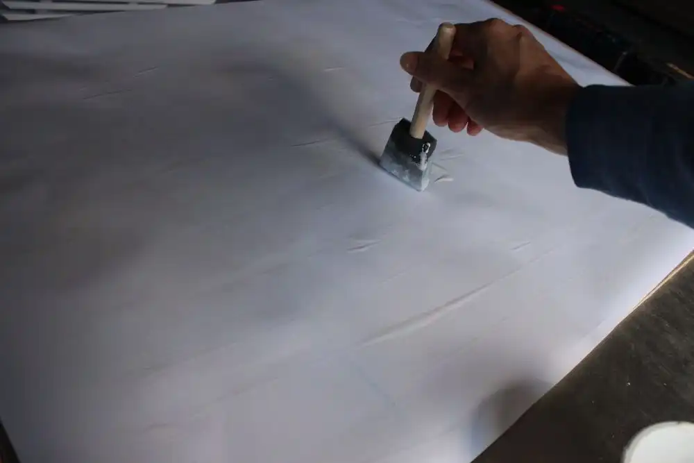 foam brush to spread the watery glue