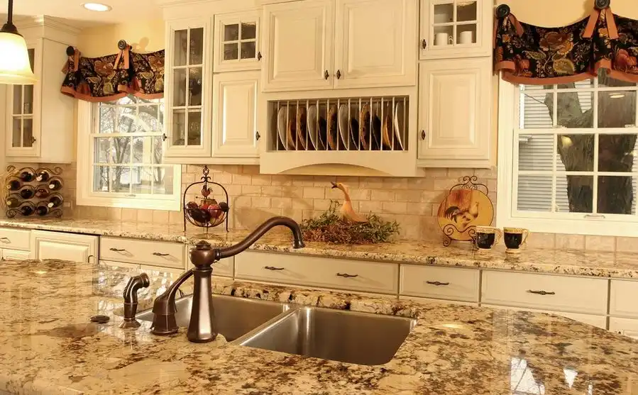 French country kitchen copper faucet
