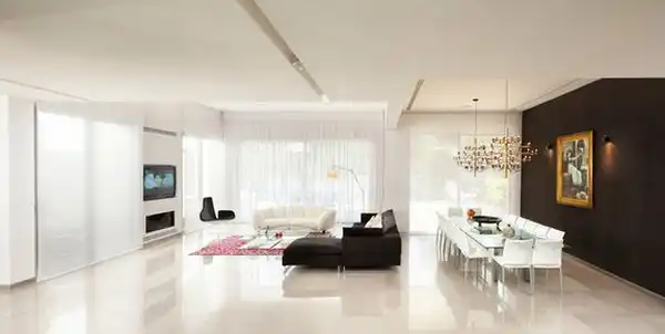Full white room dark wall