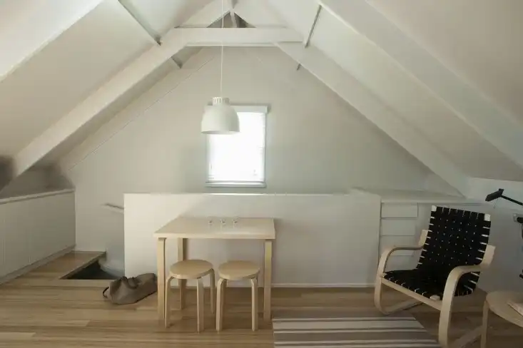 Garage studio apartment table by Karin Montgomery Spath
