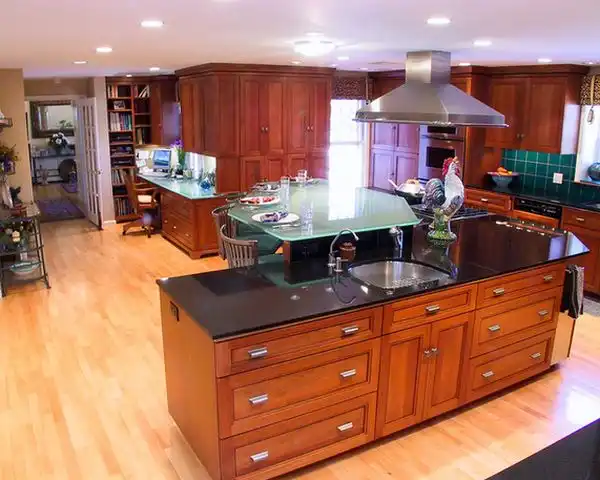 Glass countertop for kitchen island