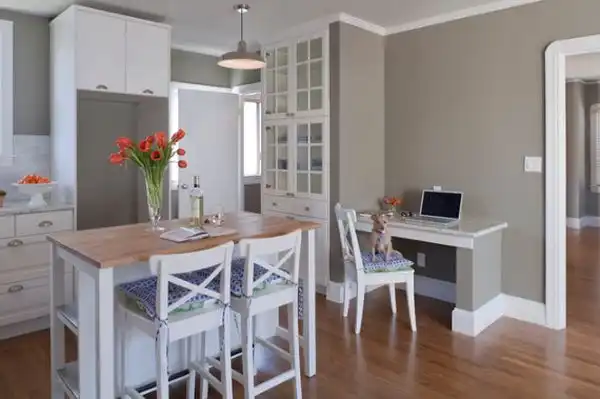 Grey kitchen walls office desk