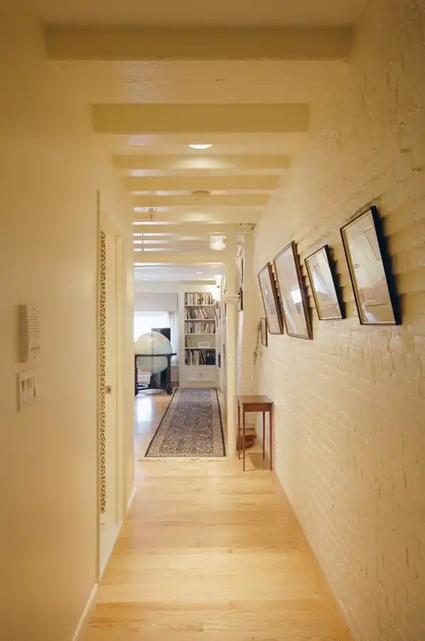 Hallway painted bricks