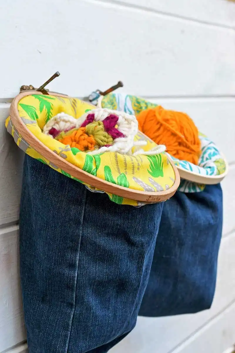 Hanging denim basket