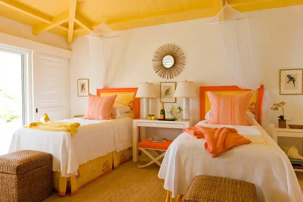 Happy yellow shared bedroom