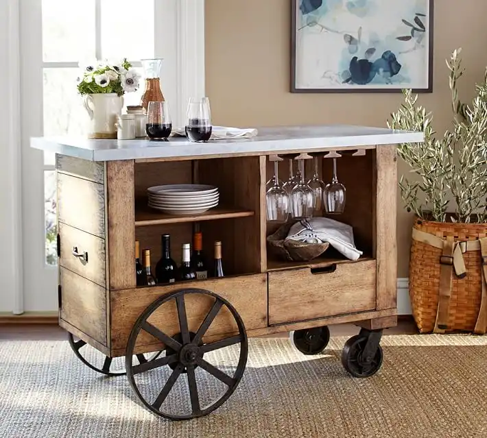 Harris wooden bar cart