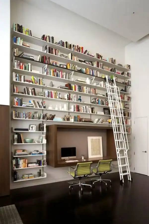 High ceilings wall home library