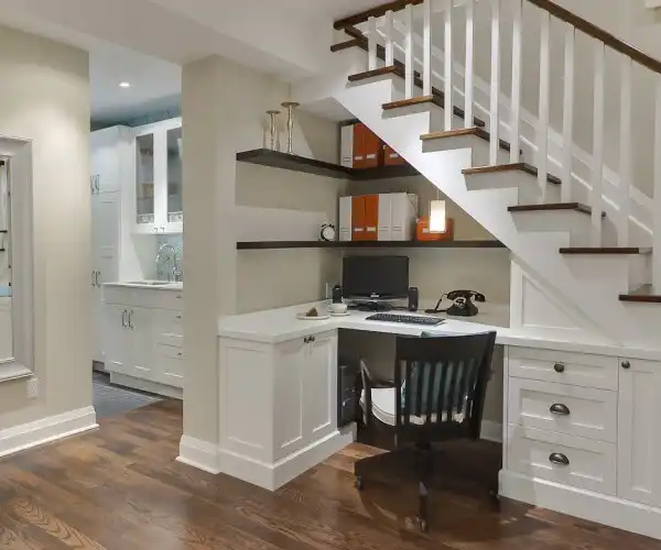 Home office under stairs storage3