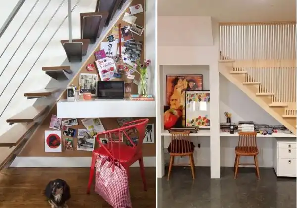 Home office under stairs storage5