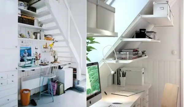 Home office under stairs storage7