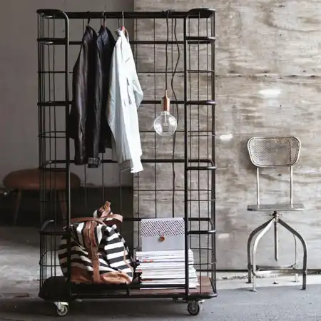 industrial-looking coat clothes rack