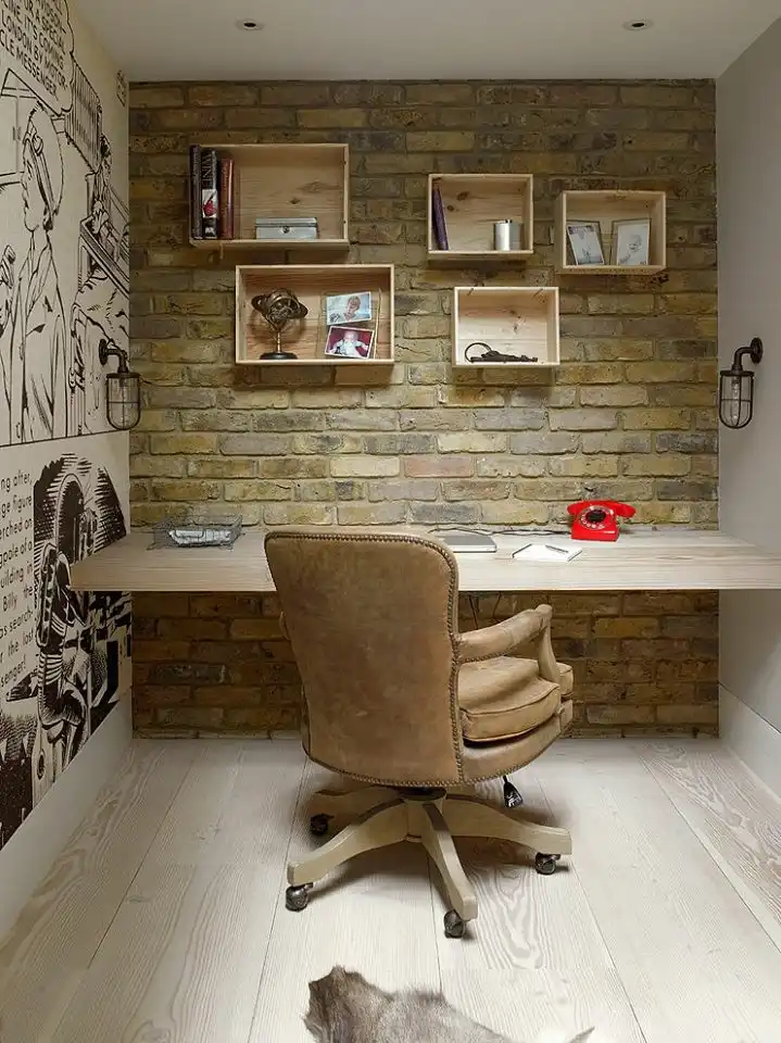 Industrial office design bricks wall