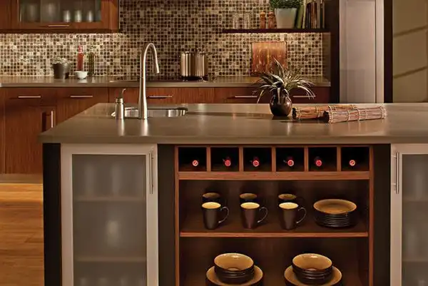Kitchen island storage wines mugs