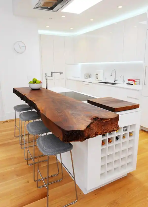 Kitchen island wood edge top