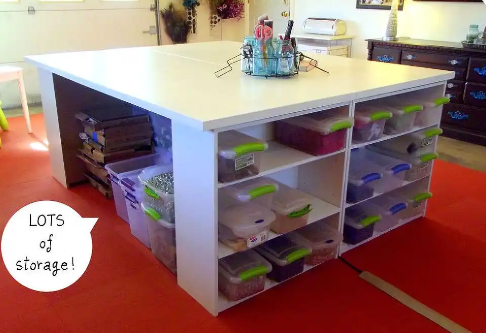DIY Craft Table from Bookcases