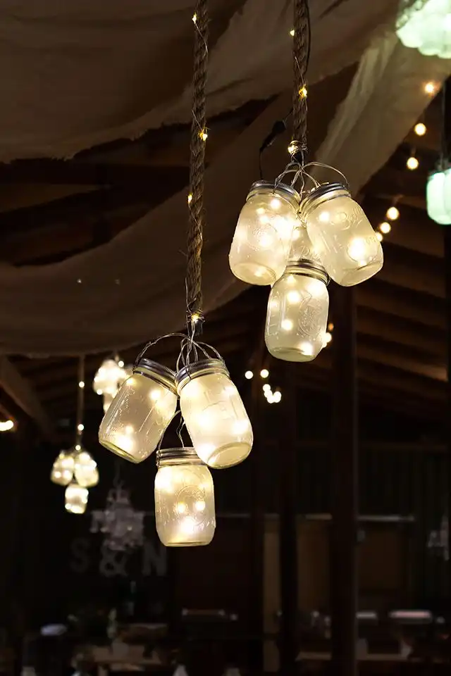 Hanging lanterns made of jars