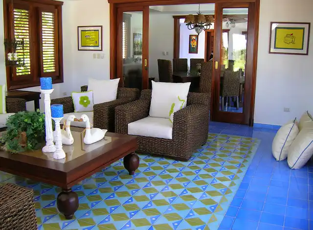 Living room patchwork tiles